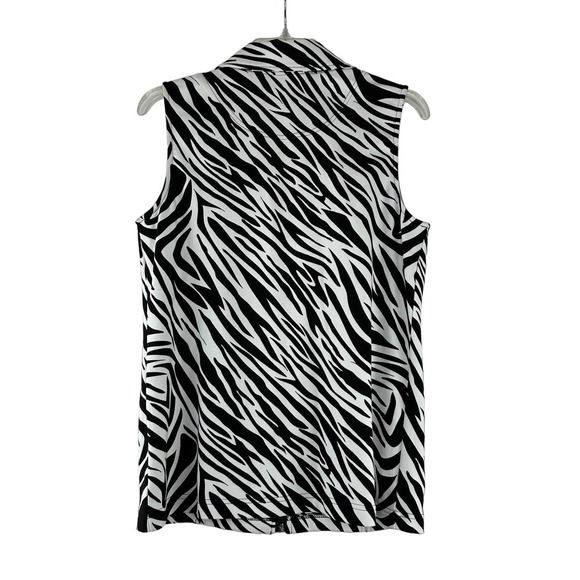 Vincente Full Zip Vest Womens Size S Zebra Print Pockets Stretch - Picture 2 of 4